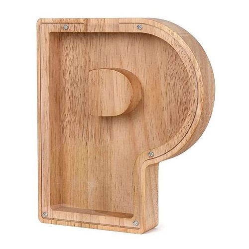 Tirelire En Bois Massif Avec 26 Lettres,Bote D'pargne,Rangement De Pices De Monnaie,Ornement De Bureau,Dcoration Artisanale,Cadeaux De Nol - Type P