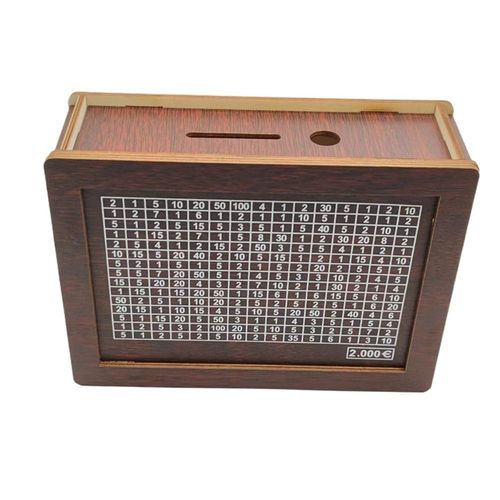 Tirelire En Bois Rutilisable Faite  La Main,Bote D'conomie D'argent,Tirelire Avec Compteur De Short,tui De Rangement Pour Pices De Monnaie - Type Brown 2000 Capacity