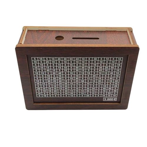 Tirelire En Bois Rutilisable Faite  La Main,Bote D'conomie D'argent,Tirelire Avec Compteur De Short,tui De Rangement Pour Pices De Monnaie - Type Brown 3000 Capacity