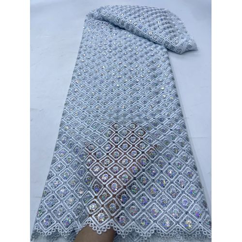 Tissu Africain En Dentelle Guipure Avec Paillettes Pour Robe De Marie,Bleu Royal,Dernire Collection 2024,Pour Femme - Type 5yars (4.5meters) #B