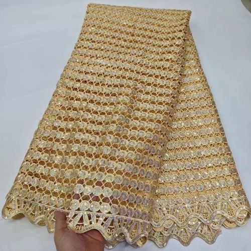 Tissu Africain En Dentelle Guipure Avec Paillettes Pour Robe De Marie,Bleu Royal,Dernire Collection 2024,Pour Femme - Type 5yars (4.5meters) #F