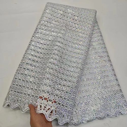Tissu Africain En Dentelle Guipure Avec Paillettes Pour Robe De Marie,Bleu Royal,Dernire Collection 2024,Pour Femme - Type 5yars (4.5meters) #R