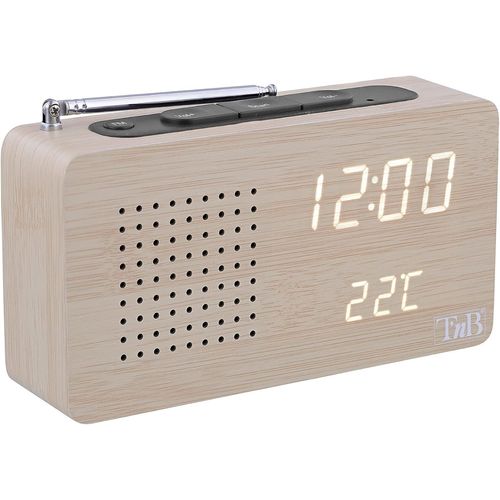 TNb - Radio Rveil Multifonction En Bois Avec Led, Horloge Digitale Avec Affichage De LHeure, 1 Alarme Programmable, Eclairage Ajustable, Stations De Radio Fm  Finition Bois