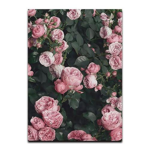 Toile De Rose  Feuilles Vertes, Affiche Nordique, Peinture D'art Mural Imprim Scandinave Botanique, Dcoration D'image Pour Salon Sans Cadre?40x40cm