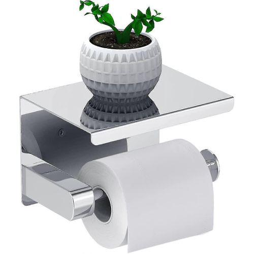 Toilettenpapierhalter Ohne Bohren Mit Ablage, Wc Rollenhalter Sus 304 Edelstahl Klopapierhalter Selbstklebend Oder Schrauben Installation Klorollenhal