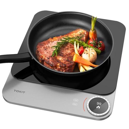 TOKIT Plaque  induction portable Pro, brleur de table de cuisson lectrique 2100 W, rglage de la puissance 99, ultra fin 20 mm, contrle par application