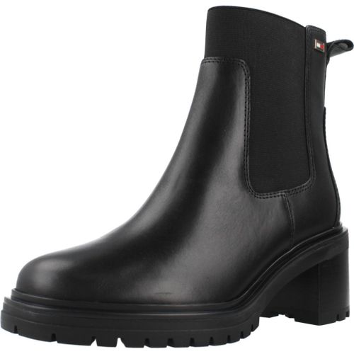 Tommy Hilfiger Flag Mid Heel Leather Ch Colour Noir - 38