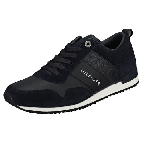 Tommy Hilfiger Iconic Leather Suede Mix Runner - Hommes Baskets Sneakers Chaussures Noir Fm0fm00924-403 - 47