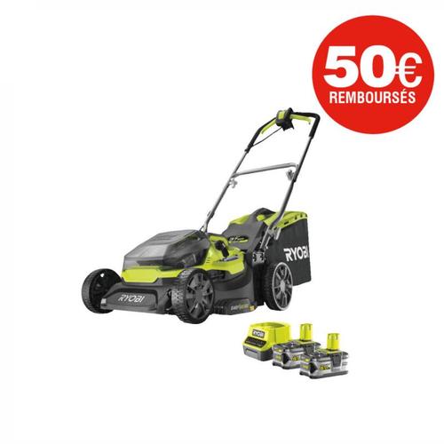 Tondeuse Hybride Ryobi 18v One+ Coupe 37cm - 2 Batteries 5.0 Ah - 1 Chargeur Rapide Ry18lmh37a-250