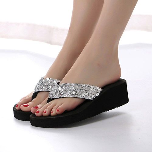 Tongs  Paillettes Eva Pour Femmes, 2021, Pantoufles De Plage Dcontractes, Chaussures  Semelles Compenses, Pantoufles D'extrieur, A50 - 38