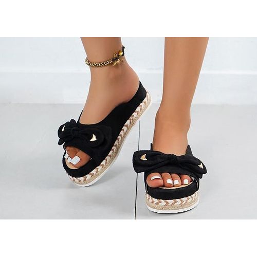 Tongs Tisses  Semelles paisses Pour Femmes, Pantoufles D't  Talons Hauts En Pu, Nouvelle Mode 2021 - 36