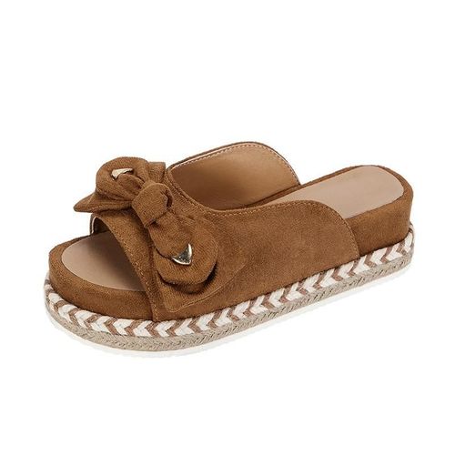 Tongs Tisses  Semelles paisses Pour Femmes, Pantoufles D't  Talons Hauts En Pu, Nouvelle Mode 2021 - 35