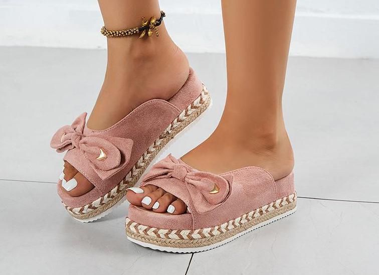 Tongs Tisses  Semelles paisses Pour Femmes, Pantoufles D't  Talons Hauts En Pu, Nouvelle Mode 2021 - 38