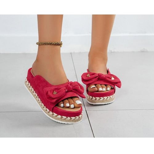Tongs Tisses  Semelles paisses Pour Femmes, Pantoufles D't  Talons Hauts En Pu, Nouvelle Mode 2021 - 42