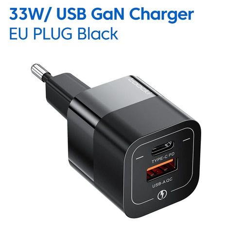 Toocki-Chargeur Usb Type C, Gan, Charge Rapide Pd, 33w, Iphone 14, 13, 12, 11 Pro Max, 8, 7 Plus, Xs, Poly, Ipad, Xiaomi, Huawei-Eu Black