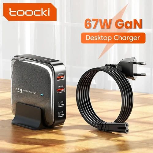 Toocki-Station de charge USB Multi Port, GaN, Type C, Charge rapide PD QC, iPhone, MacPlePro, Xiaomi, Bureau, 67W EU white