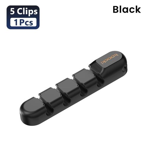 Toocki-Support de fil en silicone pour souris et clavier,enrouleur de cble USB flexible,protecteur d'couteur - Type 1Pcs 5-Clips Black