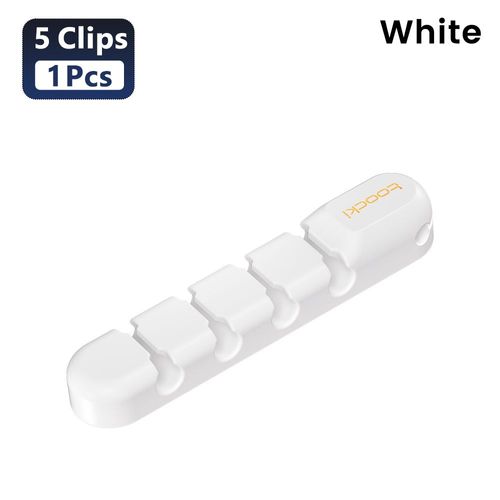 Toocki-Support de fil en silicone pour souris et clavier,enrouleur de cble USB flexible,protecteur d'couteur - Type 1Pcs 5-Clips White