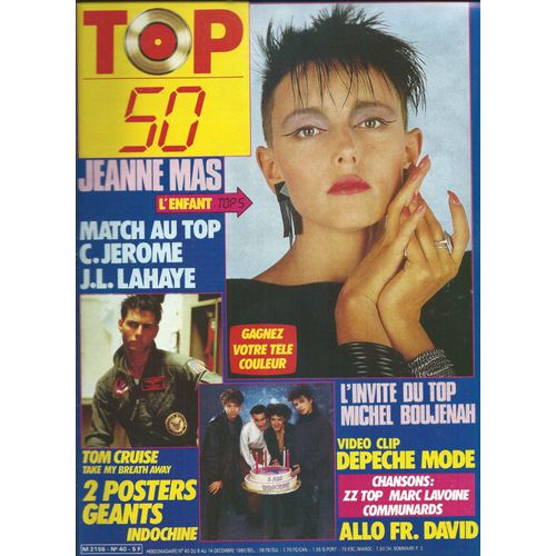 Top 50 08/12/1986 Jeanne Mas, Rita Mitsouko, Zz Top, C. Jerome, Jean-Luc Lahaye, Level 42, Niagara, Desireless, Eurythmics, Dorothe, Depeche Mode, Fr David, M. Lavoine, D. Bowie, Communards, D. Koven