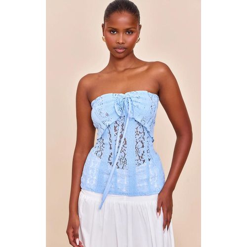 Top Bustier Long Ajust En Dentelle Bleu Ciel, Bleu Ciel