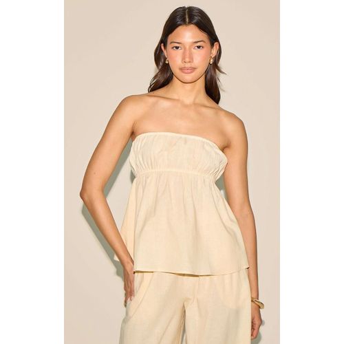 Top Bustier Pplum En Effet Lin Jaune Beurre, Jaune Beurre