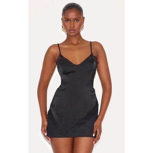 Top Dbardeur En Mousseline De Soie Noire  Dtails En Dentelle, Noir