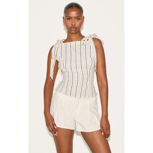Top En Effet Lin Mlang Sable  Rayures Et paules Noues, Sable