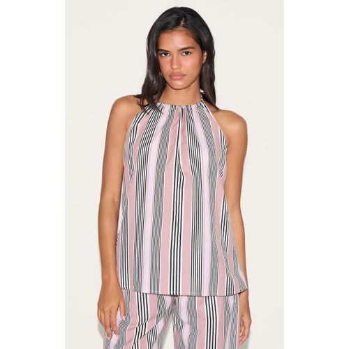 Top En Effet Lin Rose  Rayures Et Dos Nu, Rose