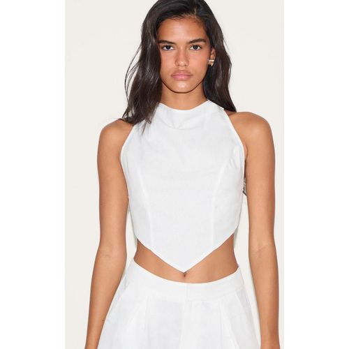 Top En Effet Lin Tiss Blanc  Dos Ouvert, Blanc