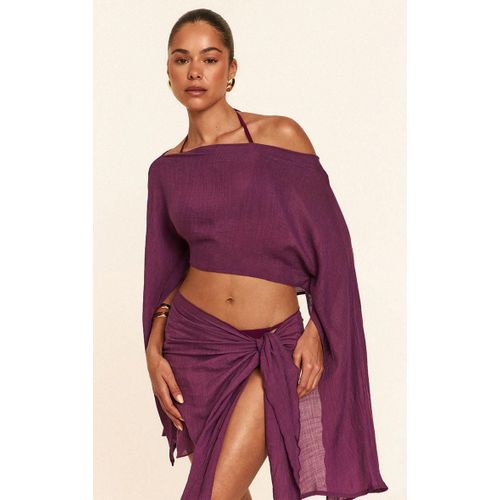 Top En Effet Lin Violet  paule Drape, Violet