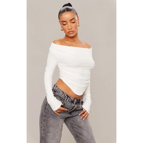 Top En Jersey Doux Blanc  Col Bnitier Et Ourlet Tombant, Blanc
