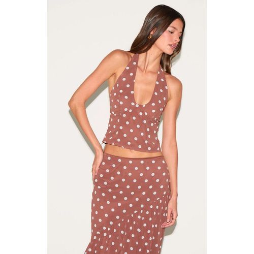 Top En Mousseline De Soie Chocolat  Pois Et Dos Nu, Chocolat
