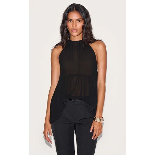 Top En Mousseline De Soie Noire  Dos Nu, Noir
