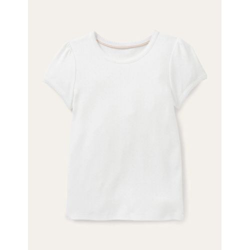 Top En Pointelle  Manches Courtes-Blanc