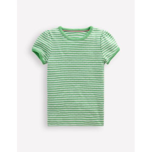 Top En Pointelle  Manches Courtes-Ray Vert Printemps/Ivoire