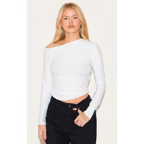 Top Long En Jersey Doux Blanc  Cts Froncs, Blanc