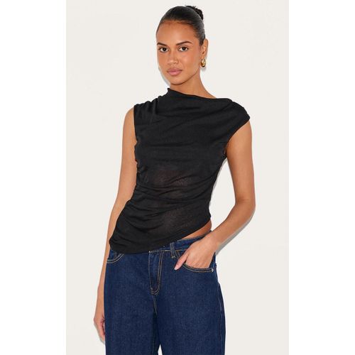 Top Long En Mesh Dvor Noir  Ourlet Asymtrique, Noir