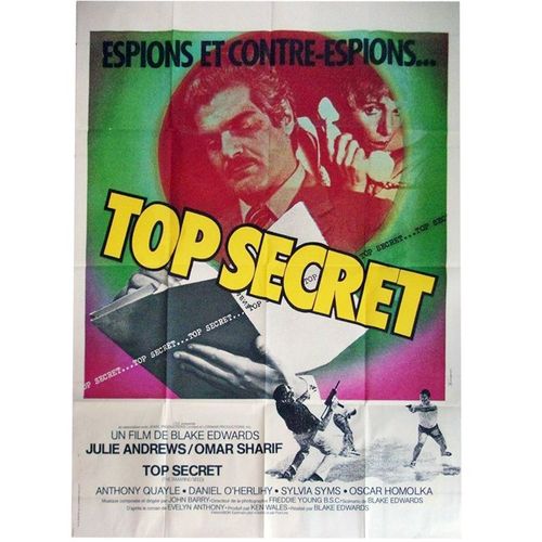 Top Secret (The Tamarind Seed) - Vritable Affiche De Cinma Plie - Format 120x160 Cm - De Blake Edwards Avec Julie Andrews, Omar Sharif, Anthony Quayle, Dan O'herlihy - 1974