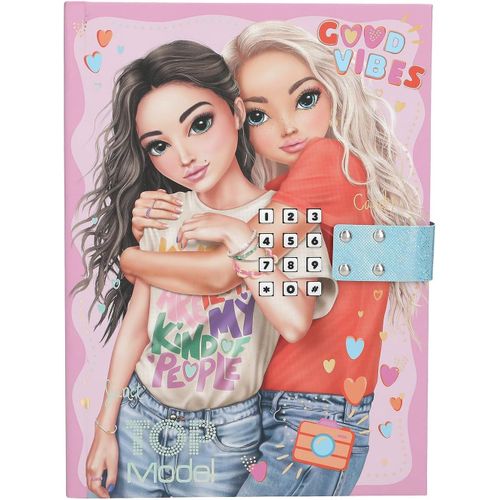 Topmodel - Intime Avec Code Chiffr Et Son, Livre En Rose Et Bleu, Avec Motif De Modle Et 80 Pages Lignes Et Illustres De Couleurs Vives