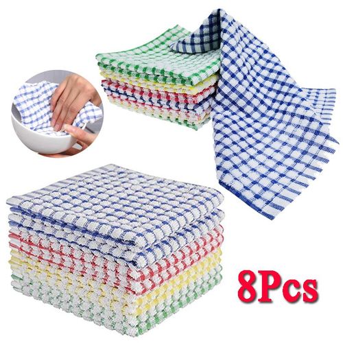 Torchons Pour La Vaisselle De Cuisine, Torchons Absorbants, Chiffons De Nettoyage En Coton, 8pcs, 30 * 30cm