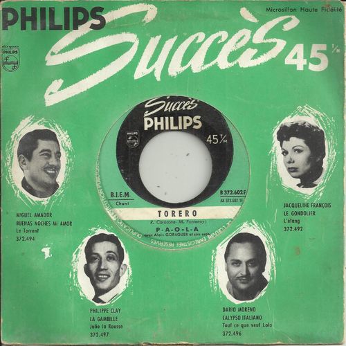 Torero (R. Carosone - M. Fontenoy) / Sous Son Chapeau Cloche ( A. Popp - Boris Vian) - Paola, (P.A.O.L.A.)