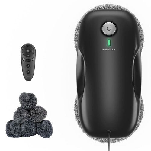 TOSIMA W2 Robot nettoyeur de vitres , aspiration maximale de 3 800 Pa, planification intelligente du chemin, dtection des bords, tlcommande, batterie de secours de 25 minutes, avec 12 vadrouilles