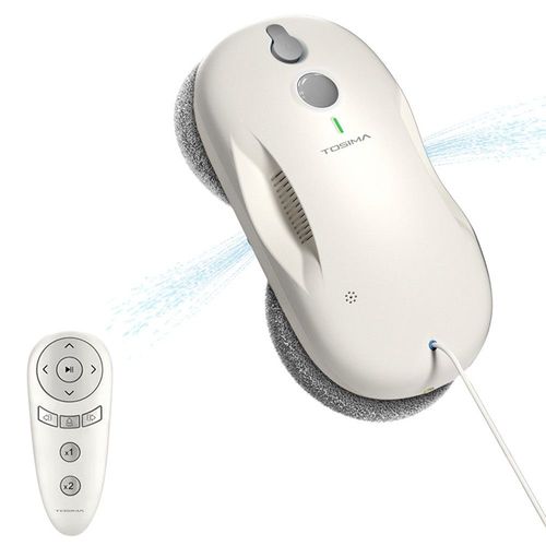 TOSIMA W3 Robot nettoyeur de vitres,aspiration maximale de 3800Pa, pulvrisation automatique bidirectionnelle, rservoir d'eau de 80 ml,planification d'itinraire intelligente,avec 12 vadrouilles