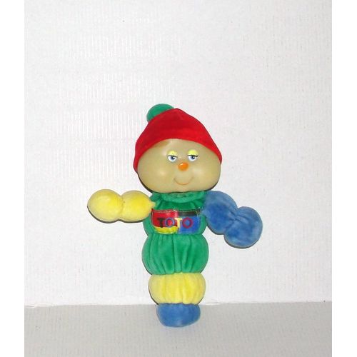 Toto La Luciole Vert Bleu Jaune Bonnet Rouge Pompom Vert Doudou Hochet Phosphorescent Ajena 18cm