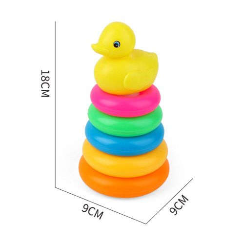 Tour Arc-En-Ciel Pour Bb, Cercle D'empilage Amusant, Anneau De Canard, Jeu De Puzzle Pyramide, Couleur De La Cognition, Jouet ducatif Pour Enfant En Bas ge, Cadeaux