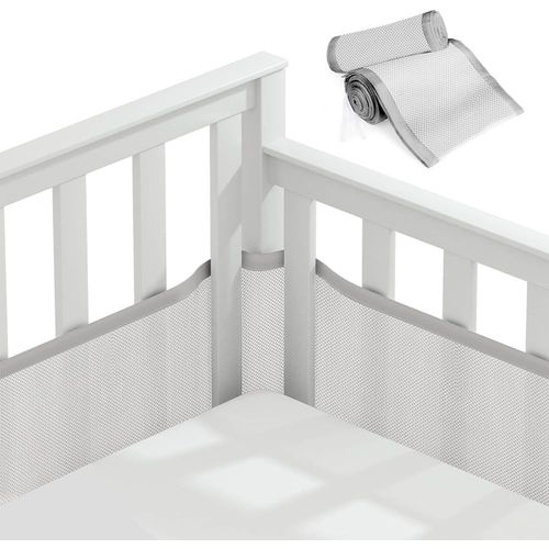 Tour De Lit Pour Cabine De Bb, Tour De Lit Pour Berceau, Doublure En Maille 3d, Sans Danger Pour La Circulation De L'air Du Berceau, Adapt  Tous Les Types De Berceaux (Gris)