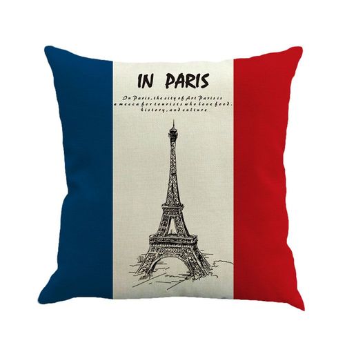 Tour Eiffel Drapeau National France 45x45 Cm, Housse De Coussin En Coton Et Lin, Taie D'oreiller De Taille, Salon, Chaise, Canap, Dcoration De La Maison