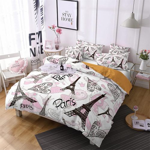 Tour Eiffel Paris Parure Lit Housse Couette Cm X Cm Polyester Coton Housse De Couette X Ado Garcon Avec Deux Taies D'oreiller Xcm Moelleux