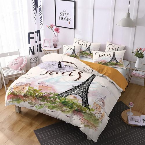 Tour Eiffel Paris Parure Lit Housse De Couette X Cm Polyester Coton Housse De Couette Personne Avec Deux Taies D'oreiller X Cm Moelleux