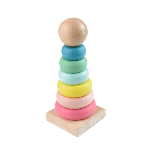 Tour En Bois Arc-En-Ciel Pour Bb, Jouet De Forme Gomtrique, Jeu D'empilage De Bagues, Blocs De Construction En Bois